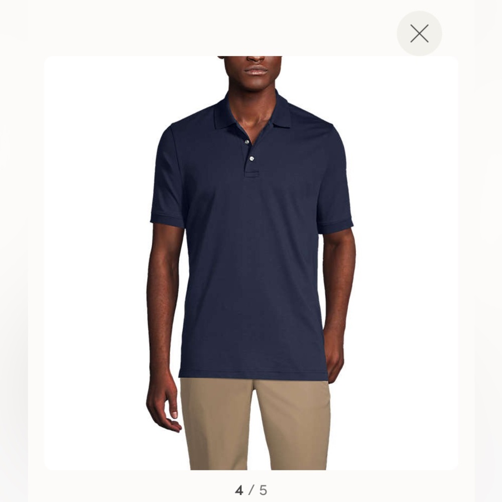 Lands End - Short Sleeve Active Polo Shirt - Mens, Size M, True Navy